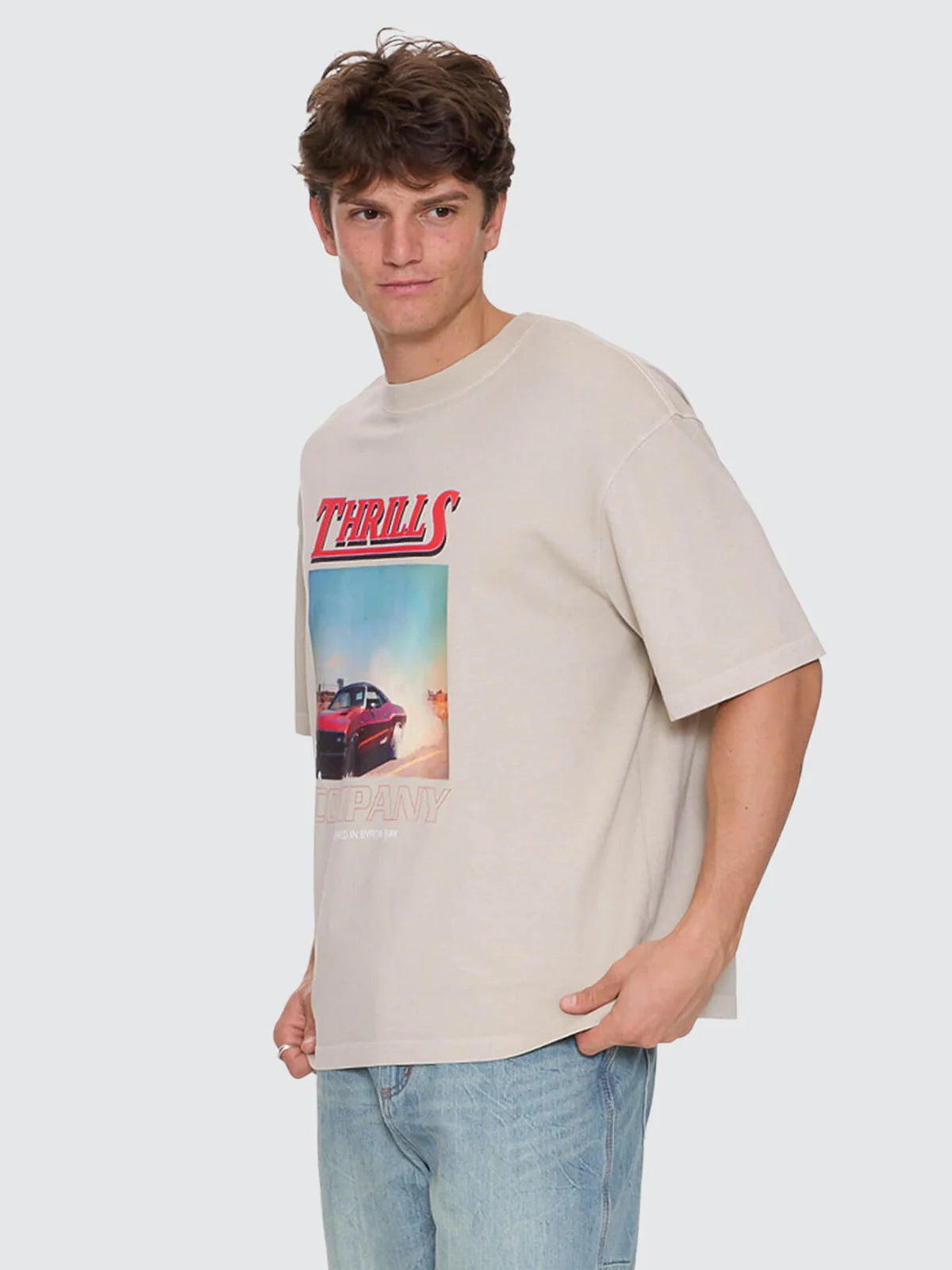 Thrills Skerrt Box Fit Oversize Cropped Tee Oatmeal