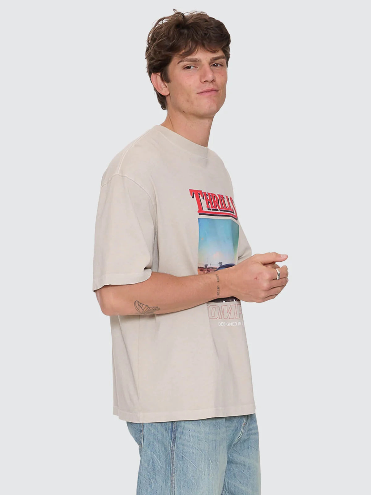 Thrills Skerrt Box Fit Oversize Cropped Tee Oatmeal