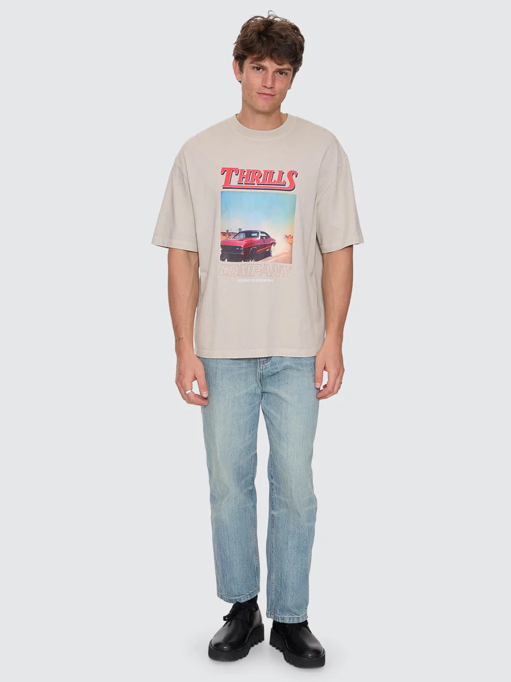 Thrills Skerrt Box Fit Oversize Cropped Tee Oatmeal