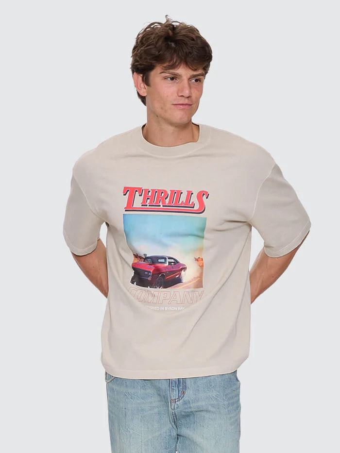Thrills Skerrt Box Fit Oversize Cropped Tee Oatmeal