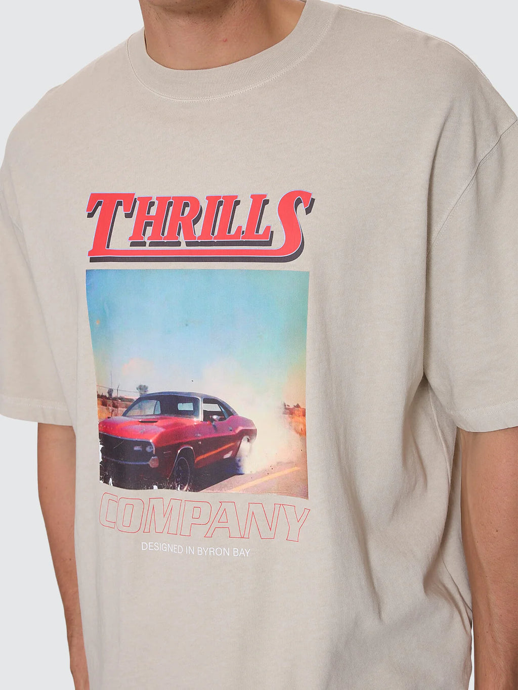 Thrills Skerrt Box Fit Oversize Cropped Tee Oatmeal