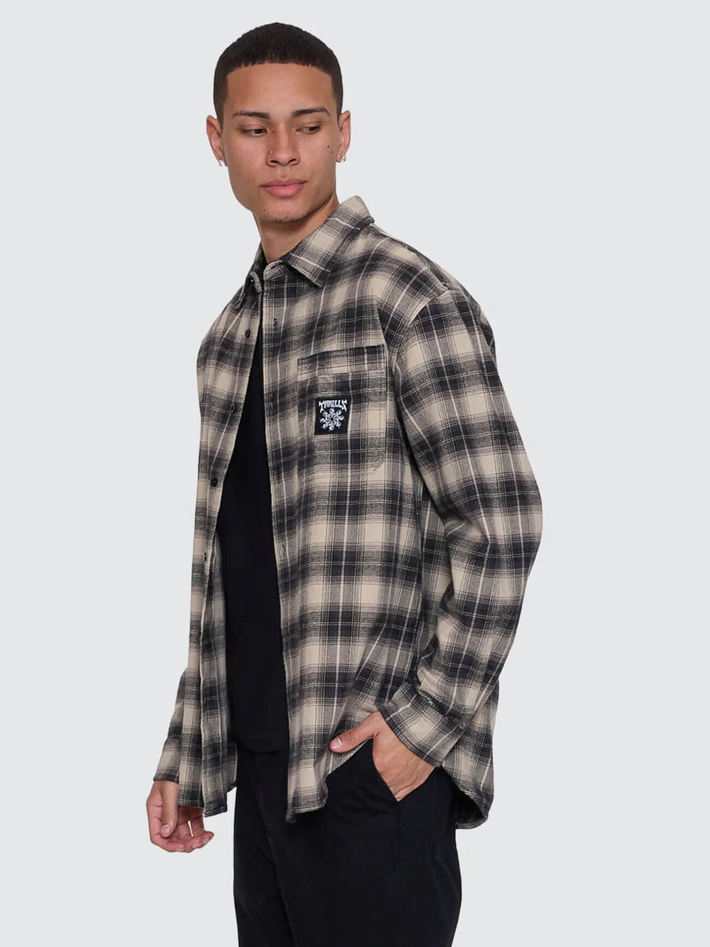 Thrills Stagger Barrio Long Sleeve Flannel Shirt - Black