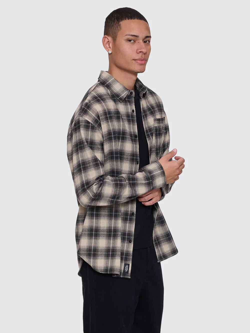 Thrills Stagger Barrio Long Sleeve Flannel Shirt - Black
