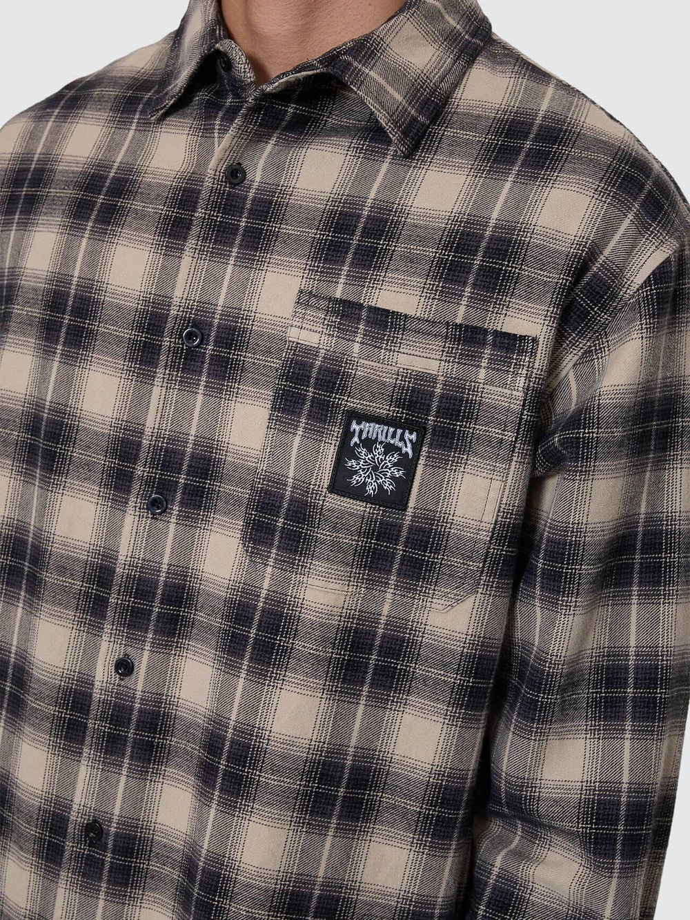 Thrills Stagger Barrio Long Sleeve Flannel Shirt - Black