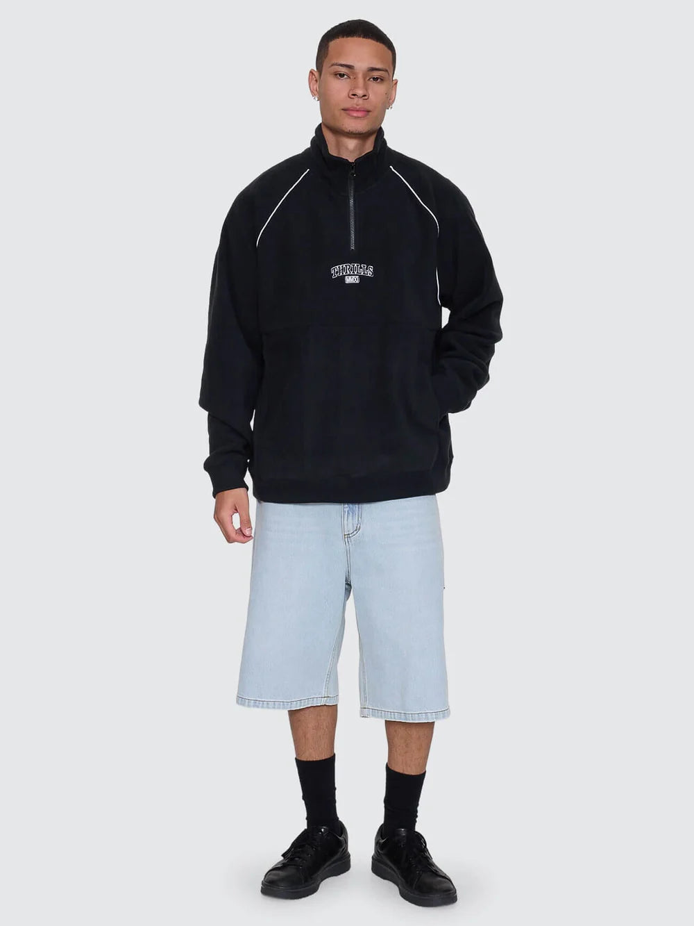 Thrill Of Victory Raglan Quarter Zip Polar Fleece - Faded Black
