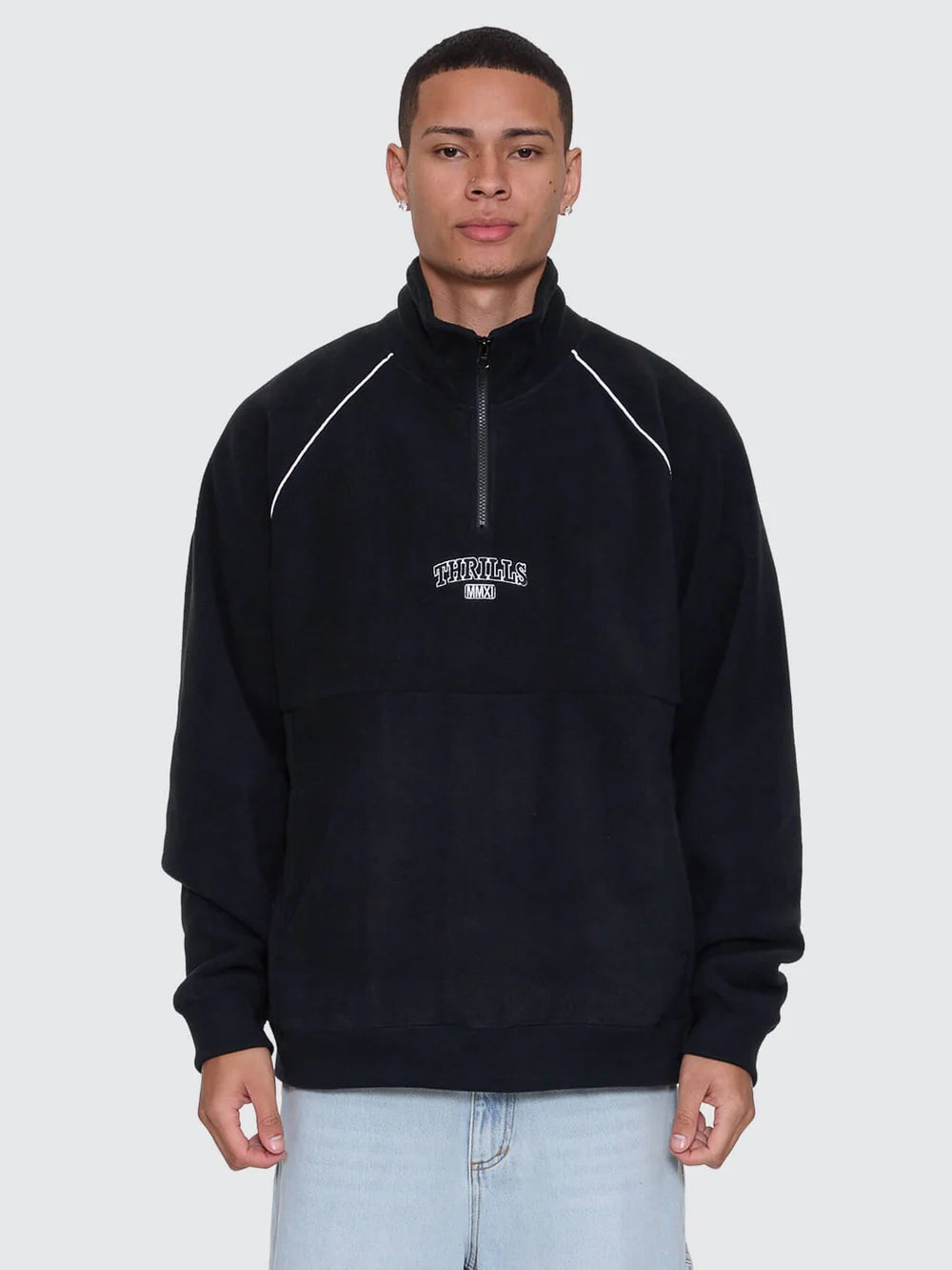 Thrill Of Victory Raglan Quarter Zip Polar Fleece - Faded Black