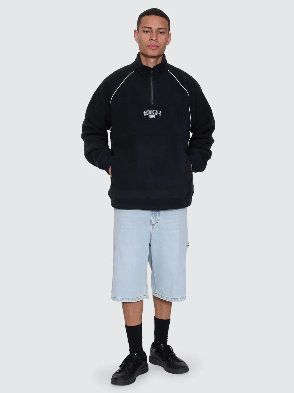 Thrill Of Victory Raglan Quarter Zip Polar Fleece - Faded Black