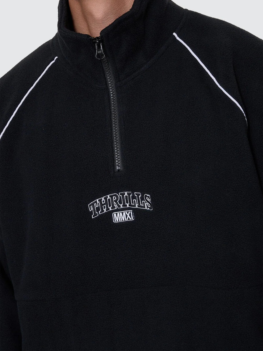 Thrill Of Victory Raglan Quarter Zip Polar Fleece - Faded Black