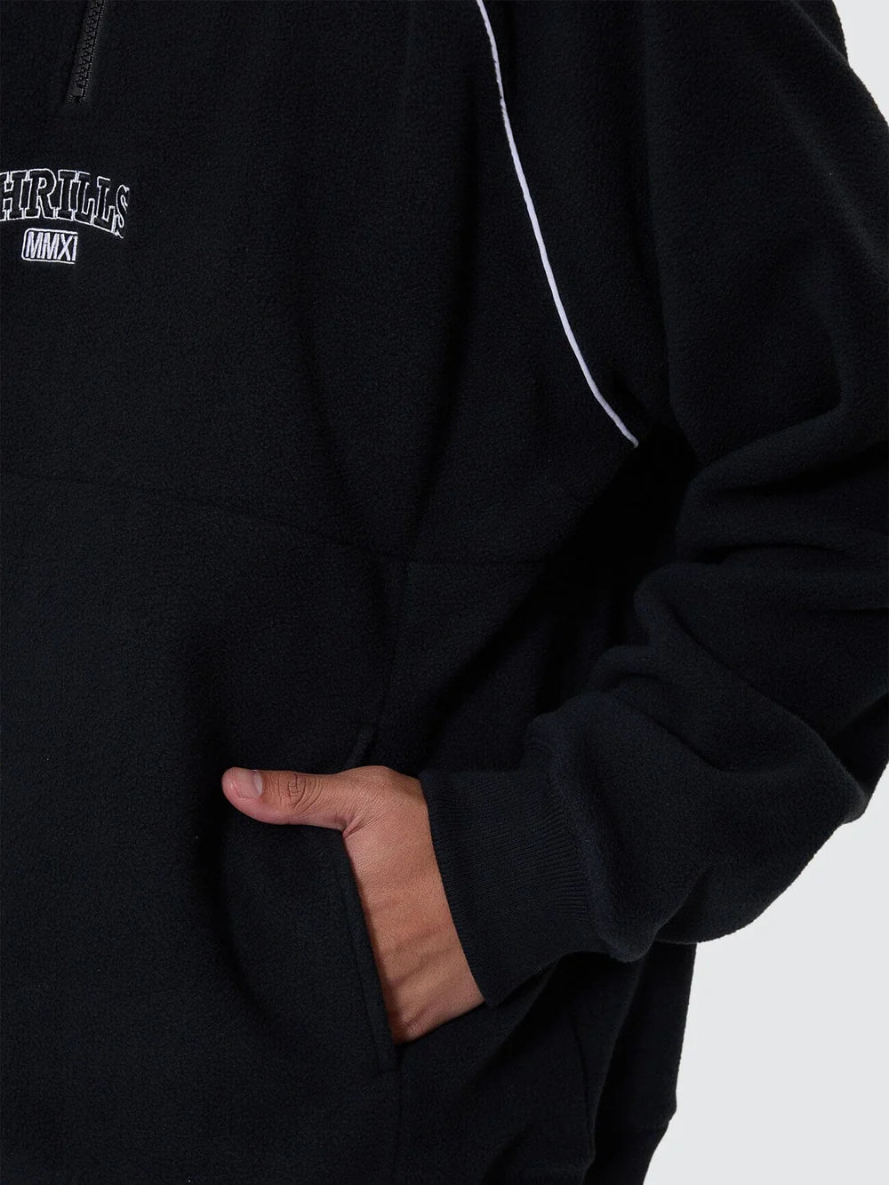Thrill Of Victory Raglan Quarter Zip Polar Fleece - Faded Black