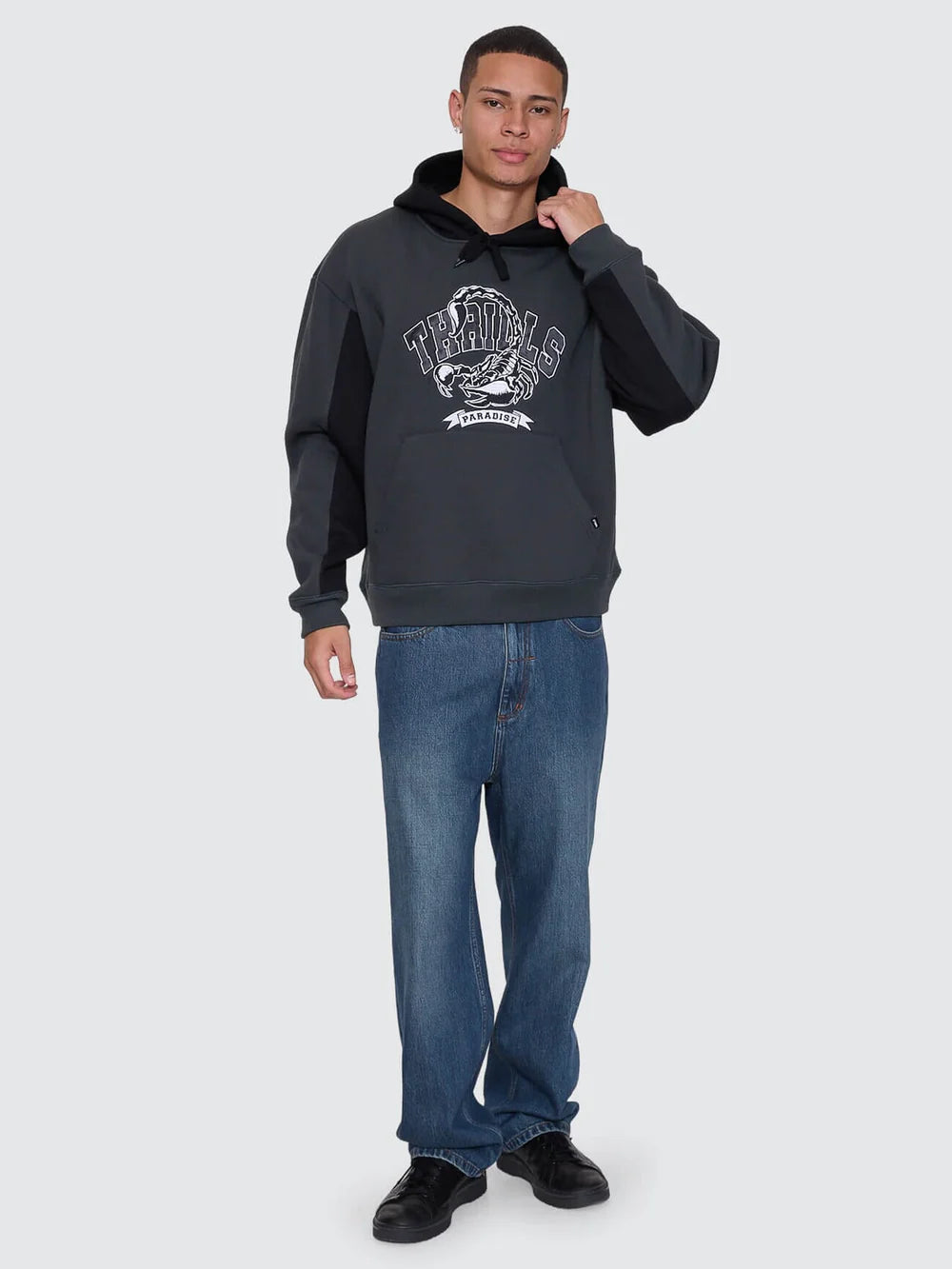 Thrills Sting Of Defeat Slouch Pull On Cropped Hood - Carbon
