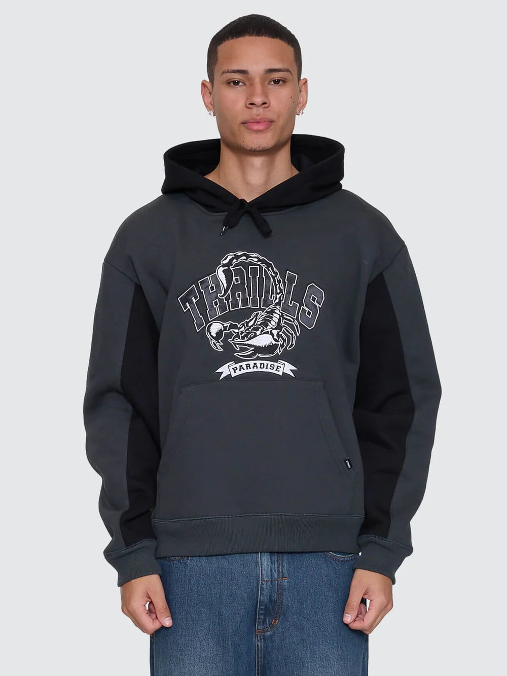 Thrills Sting Of Defeat Slouch Pull On Cropped Hood - Carbon