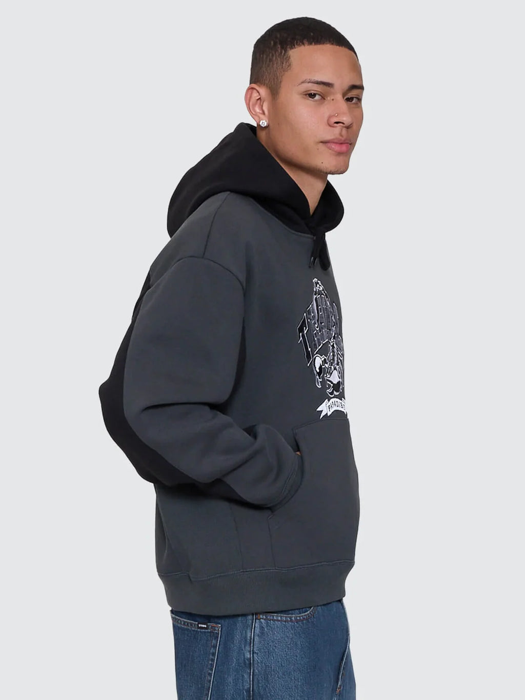 Thrills Sting Of Defeat Slouch Pull On Cropped Hood - Carbon