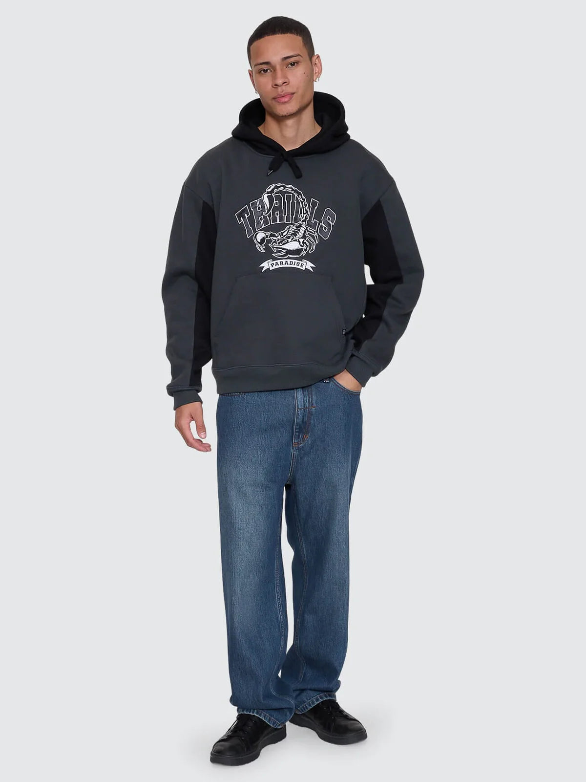 Thrills Sting Of Defeat Slouch Pull On Cropped Hood - Carbon
