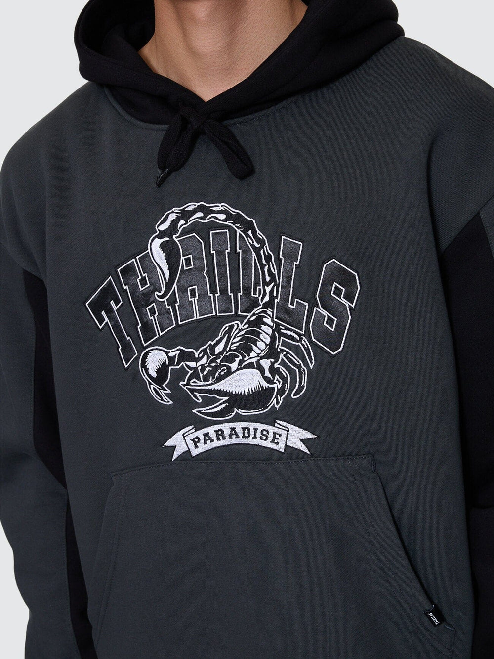 Thrills Sting Of Defeat Slouch Pull On Cropped Hood - Carbon