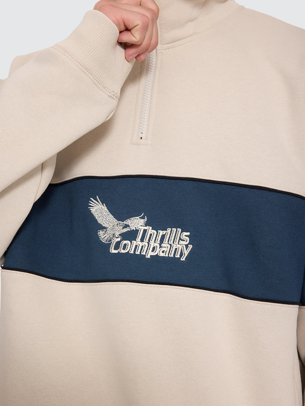 Thrills Between Chaos & Calm Quarter Zip Fleece - Oatmeal