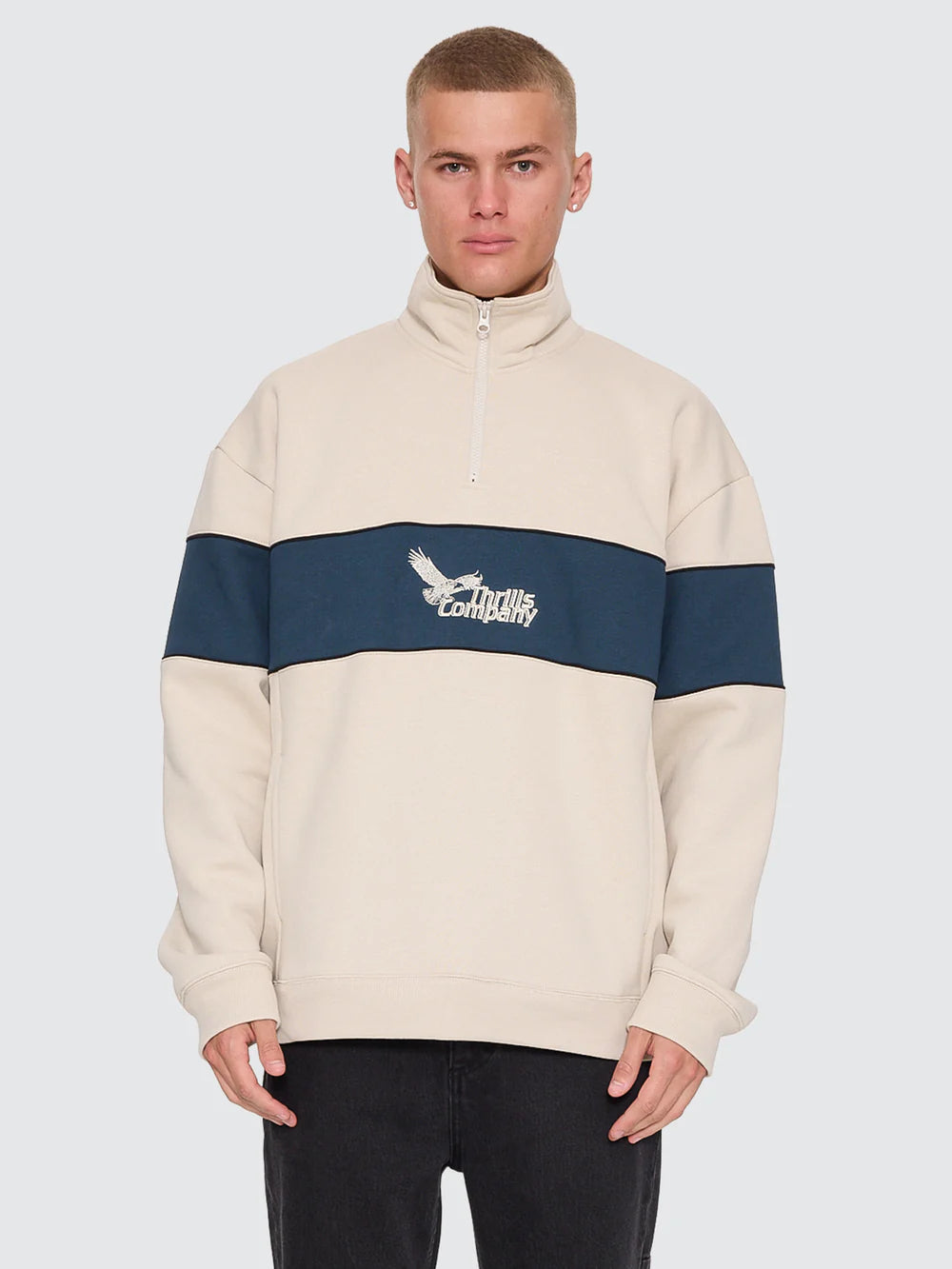 Thrills Between Chaos & Calm Quarter Zip Fleece - Oatmeal