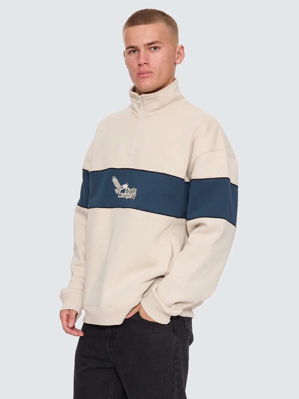 Thrills Between Chaos & Calm Quarter Zip Fleece - Oatmeal