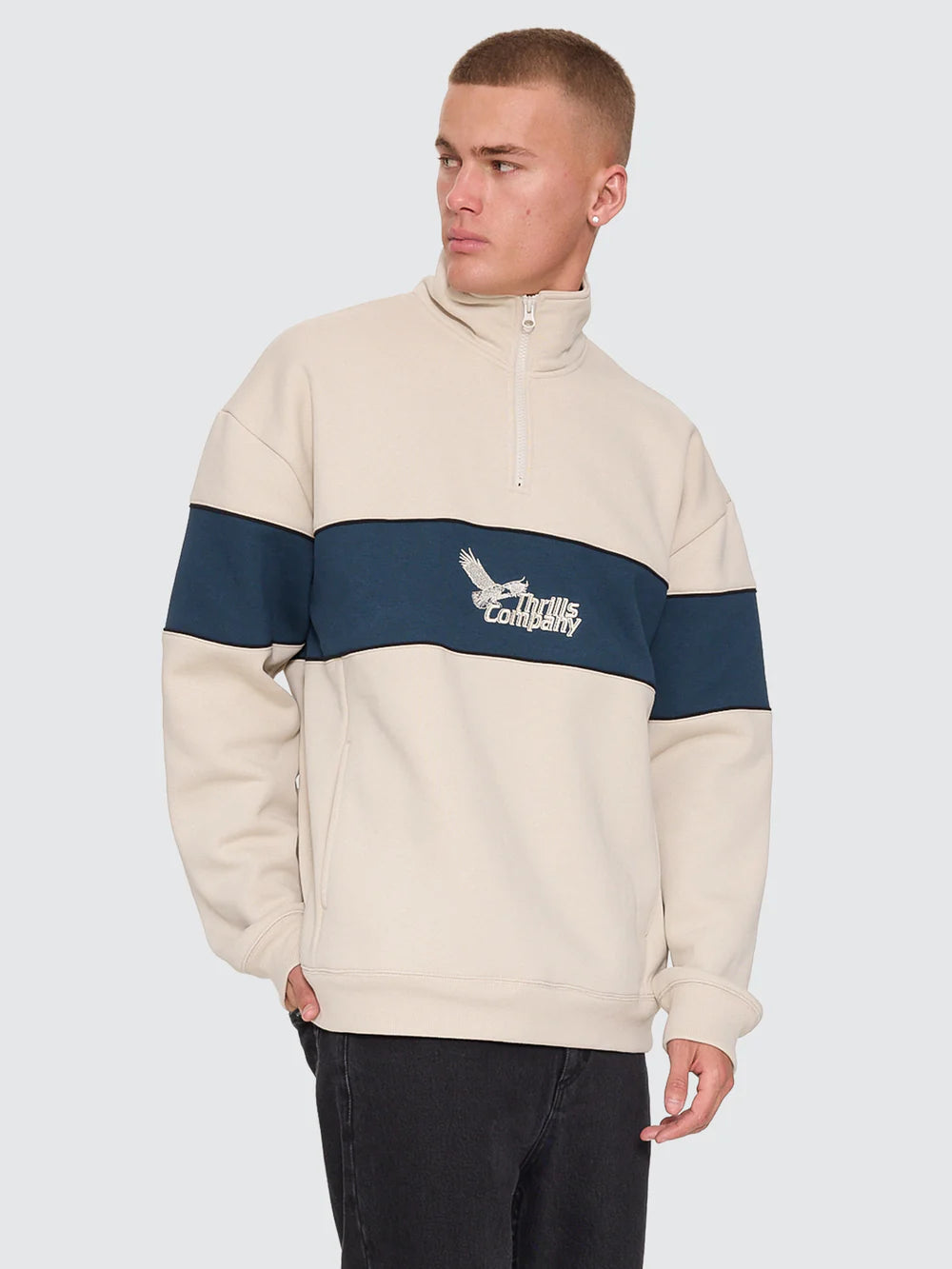 Thrills Between Chaos & Calm Quarter Zip Fleece - Oatmeal