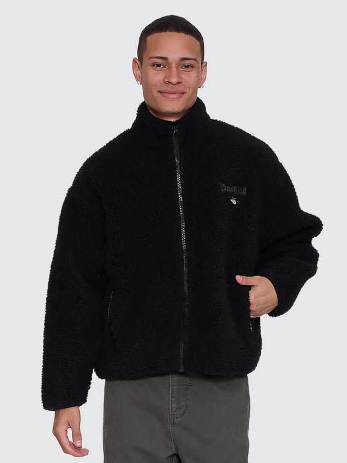 Thrills Web Of Deceit Cropped Sherpa Jacket - Black