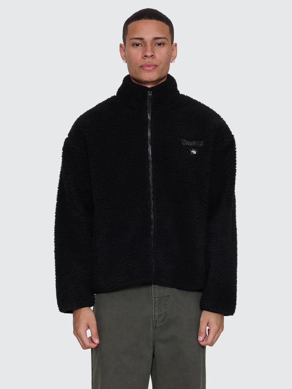 Thrills Web Of Deceit Cropped Sherpa Jacket - Black
