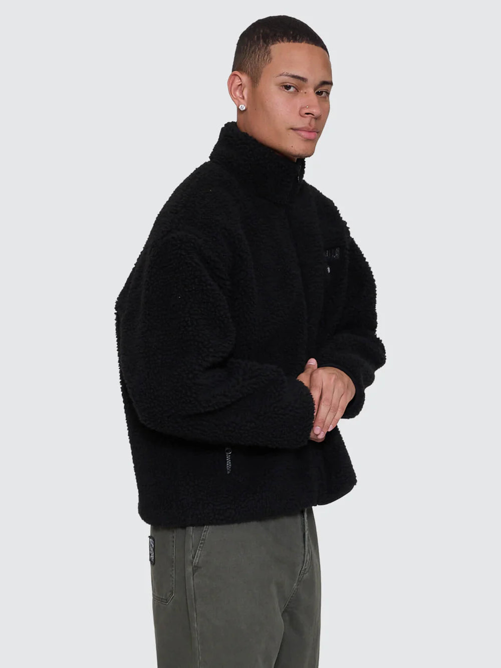 Thrills Web Of Deceit Cropped Sherpa Jacket - Black