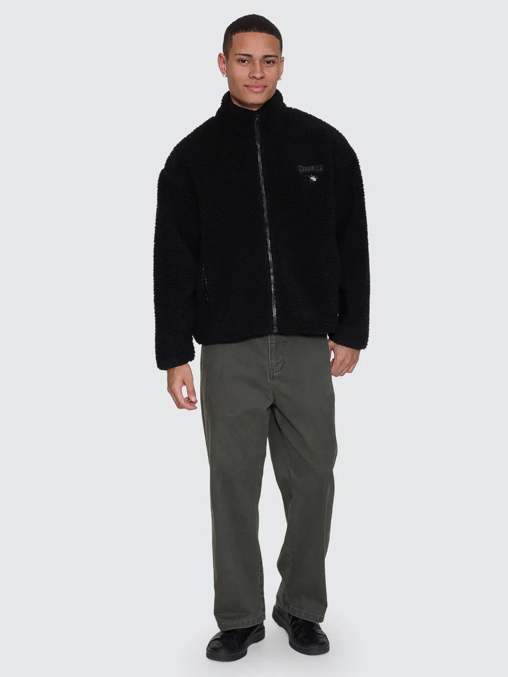 Thrills Web Of Deceit Cropped Sherpa Jacket - Black