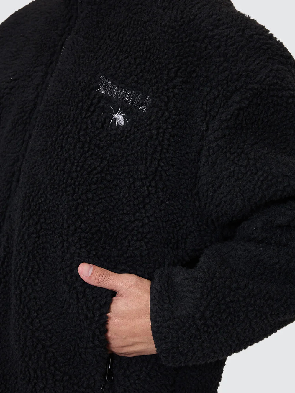 Thrills Web Of Deceit Cropped Sherpa Jacket - Black