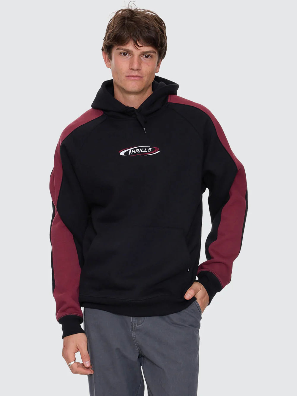 Thrills Spectral Raglan Panel Cropped Hood - Black