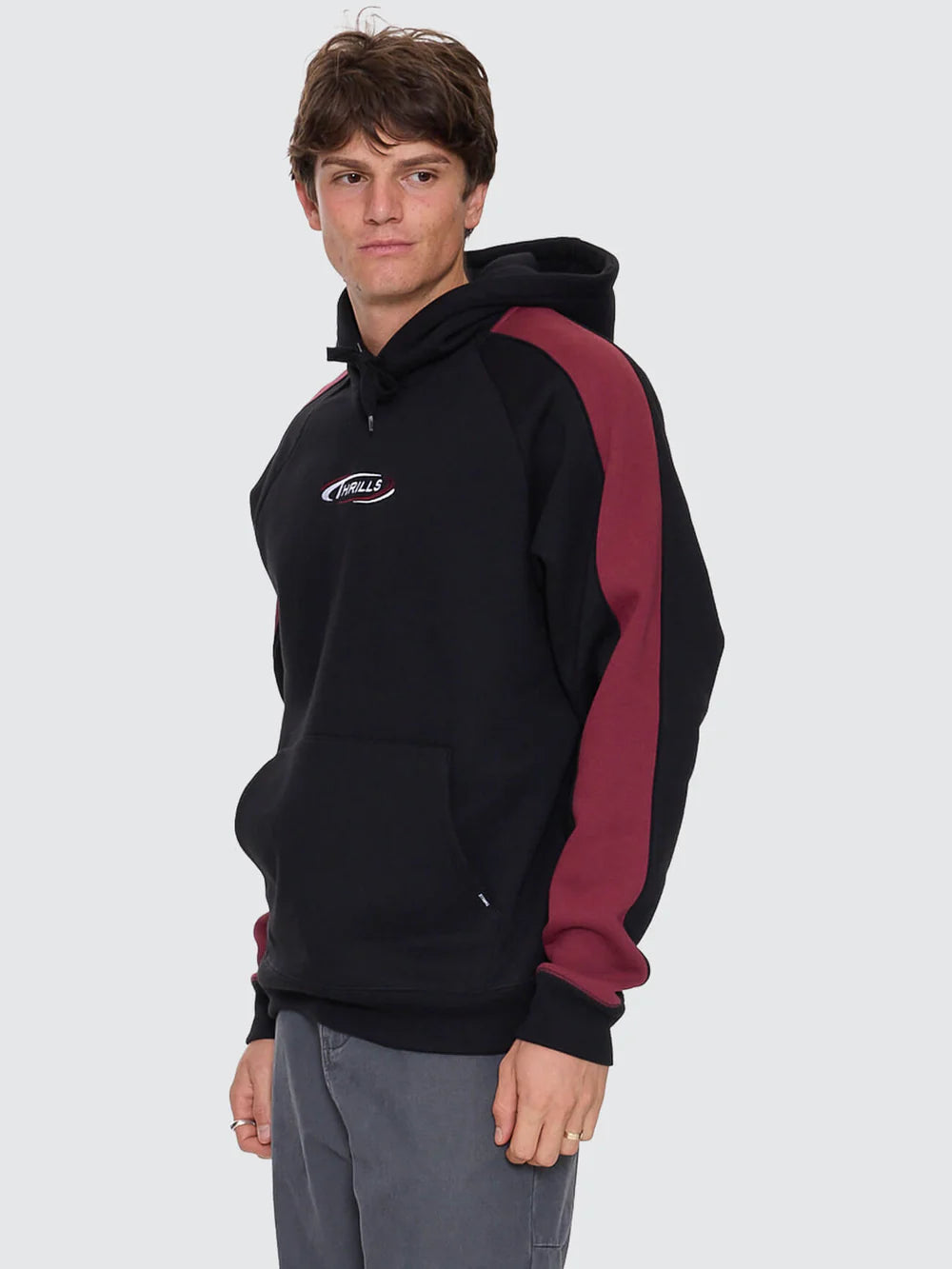 Thrills Spectral Raglan Panel Cropped Hood - Black