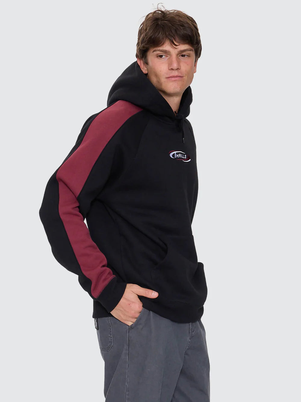 Thrills Spectral Raglan Panel Cropped Hood - Black