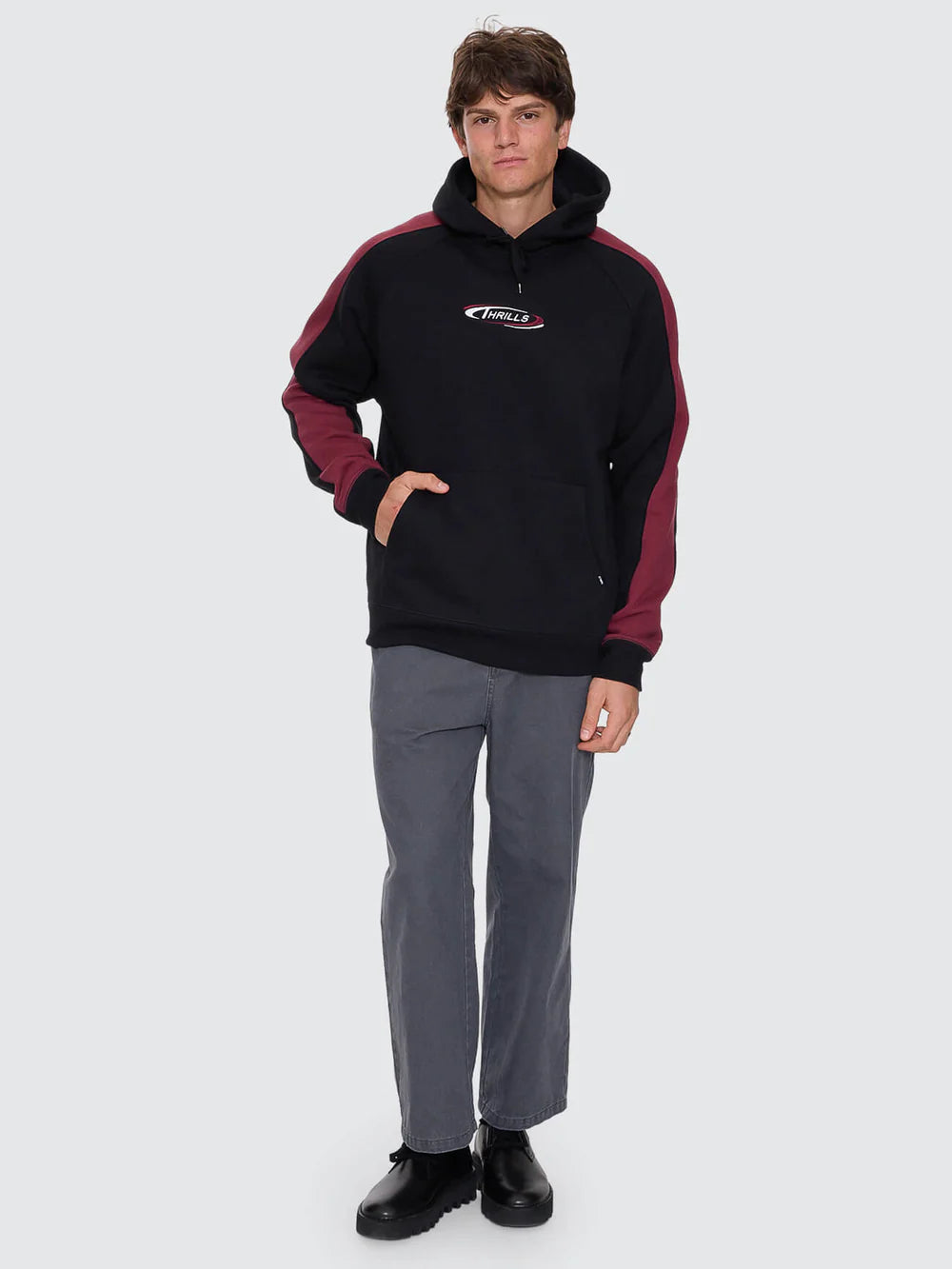 Thrills Spectral Raglan Panel Cropped Hood - Black