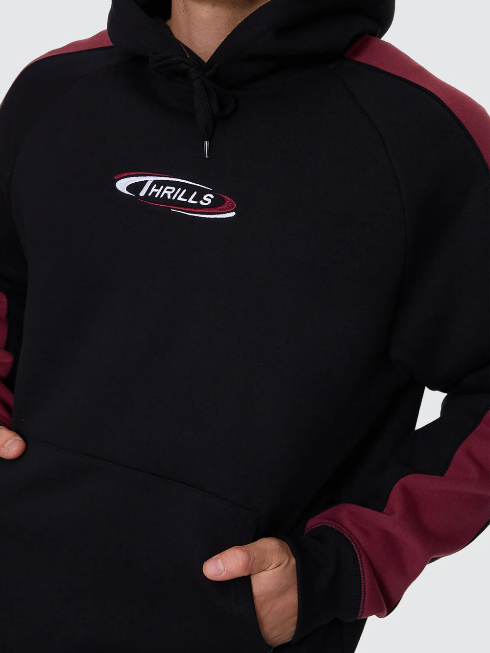 Thrills Spectral Raglan Panel Cropped Hood - Black