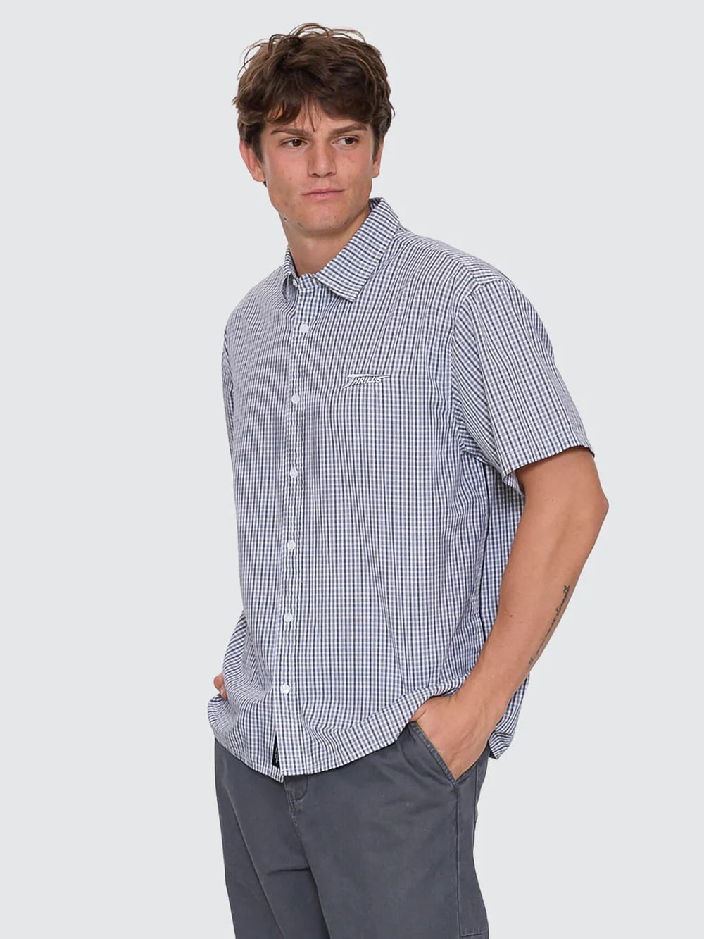 Thrills Heavy Voltage Cropped Short Sleeve Shirt White