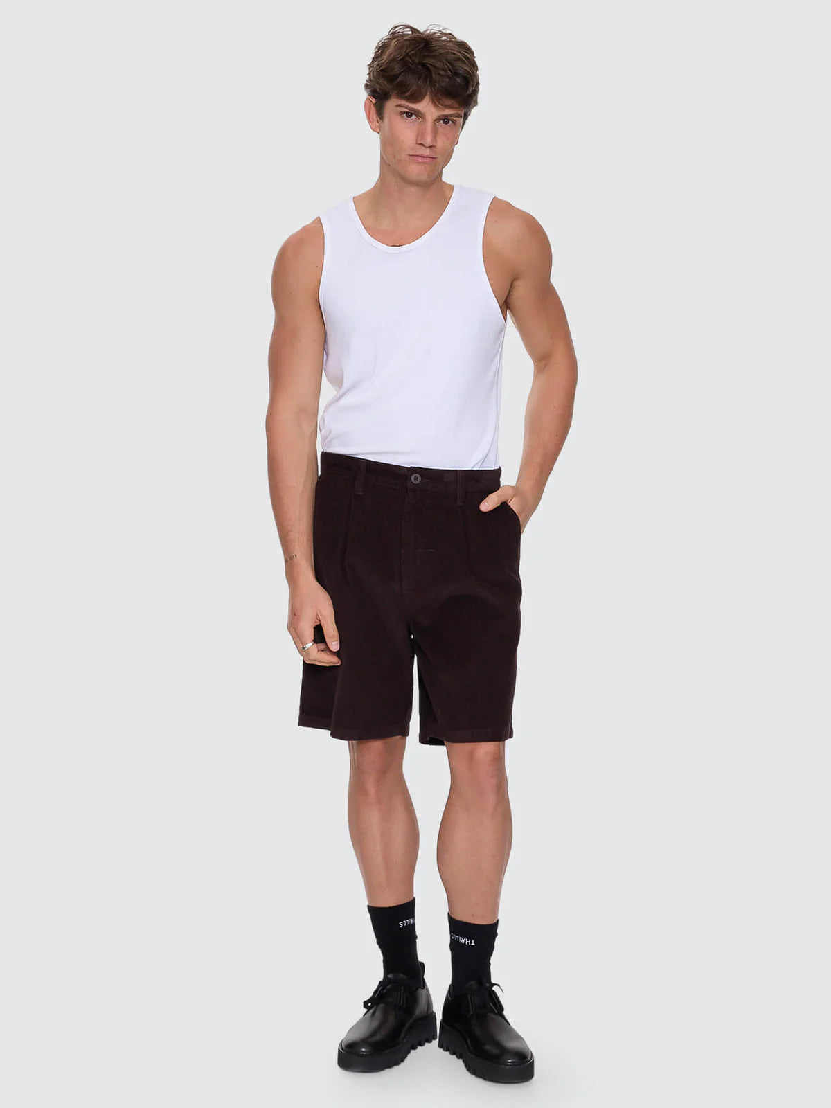 Thrills Slacker Cord Chino Short Postal Brown