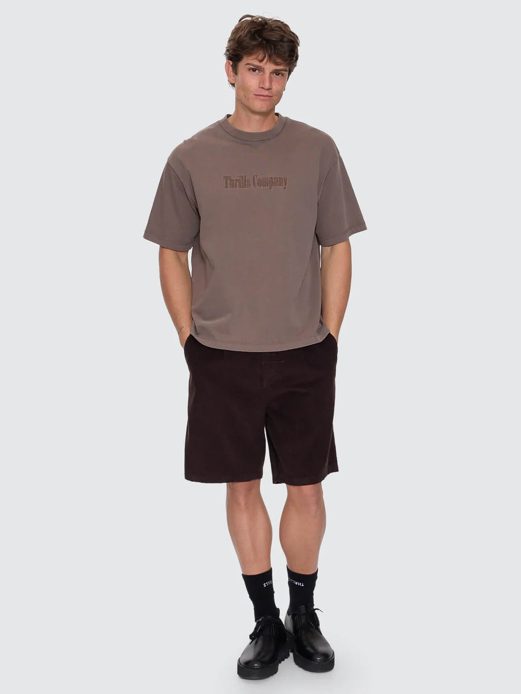 Thrills Slacker Cord Chino Short Postal Brown