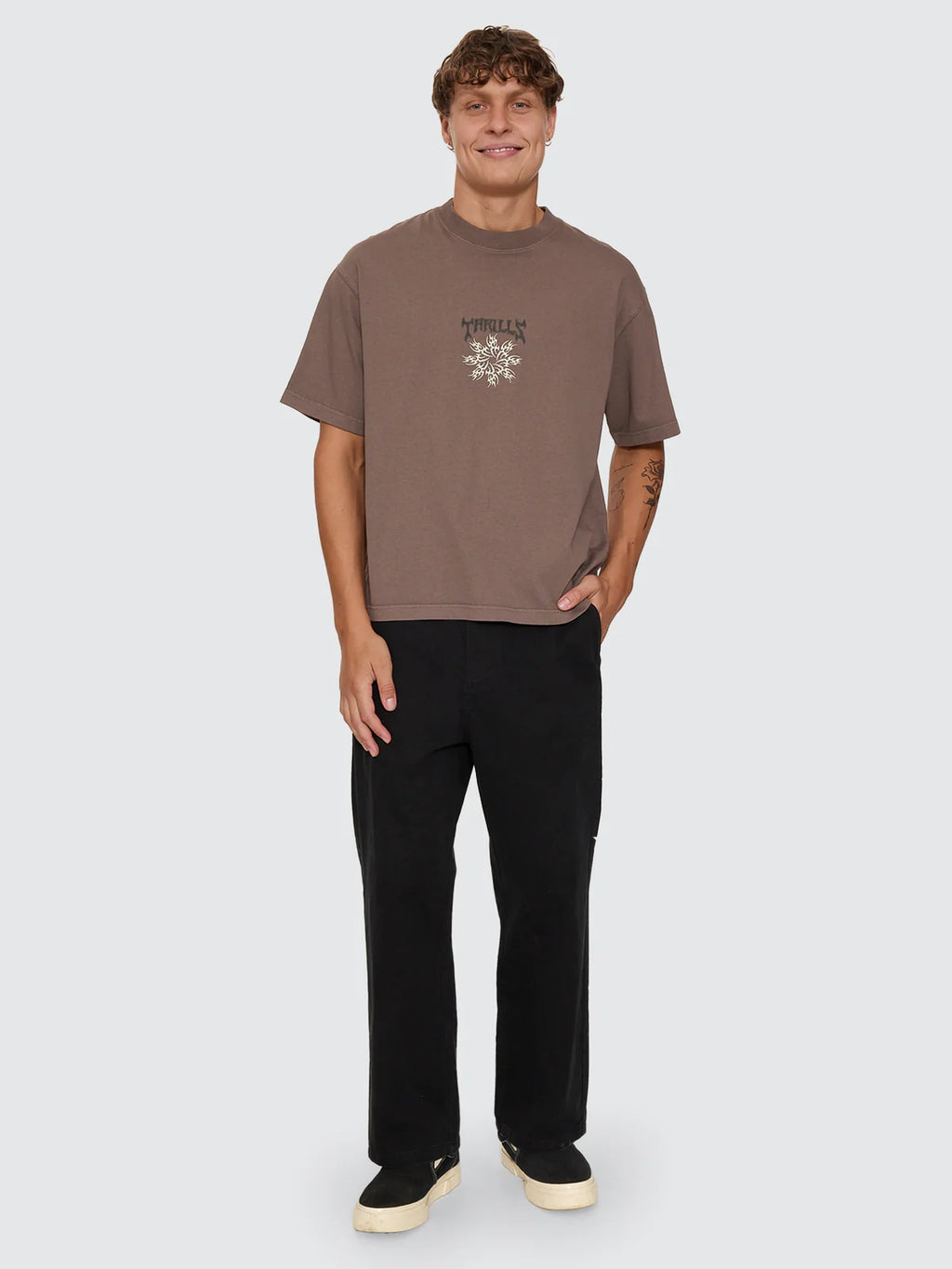 Thrills Stagger Big Slacker Cropped Pant Black