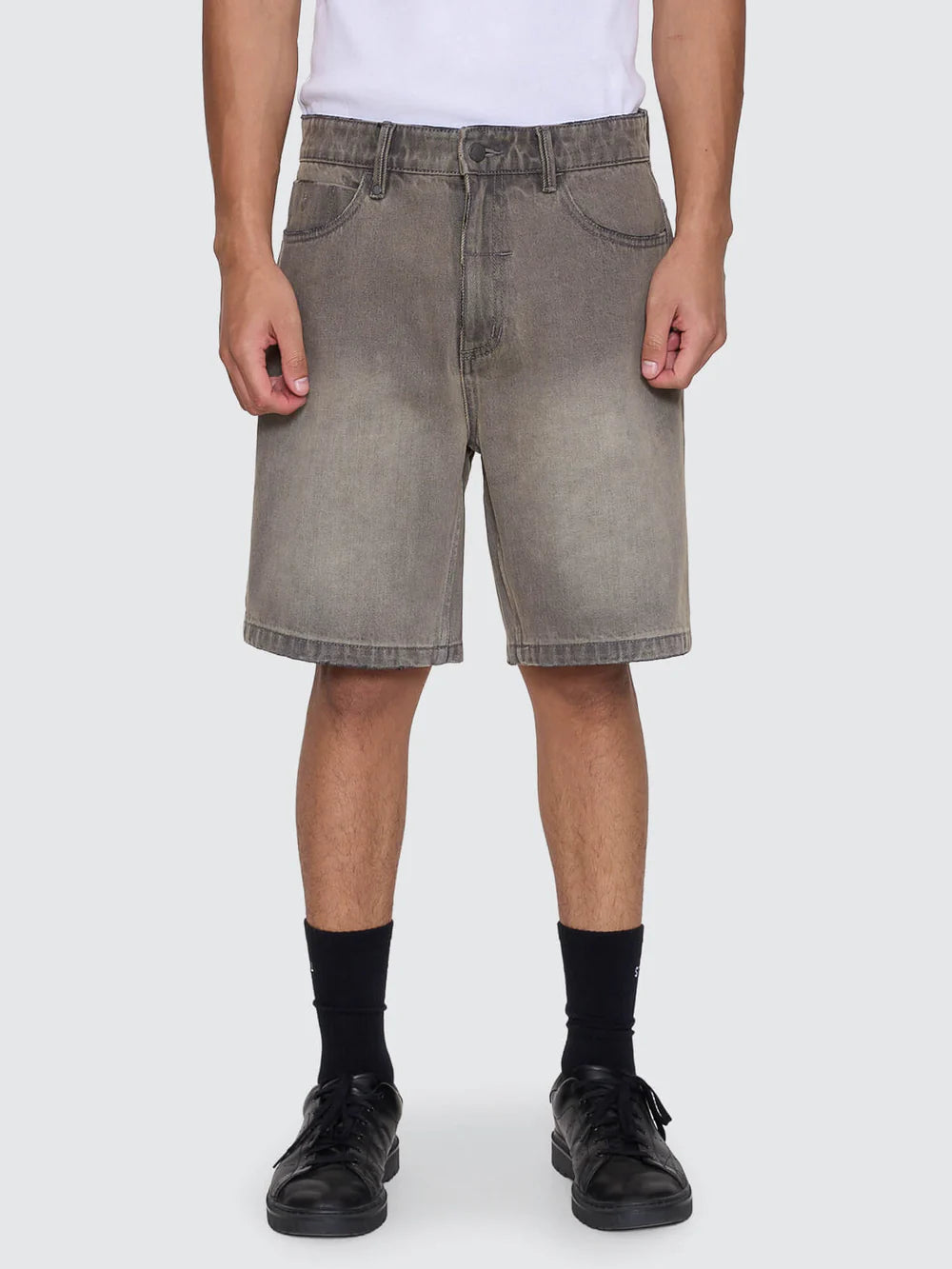 Thrills Slacker Relaxed Denim Short New Grey