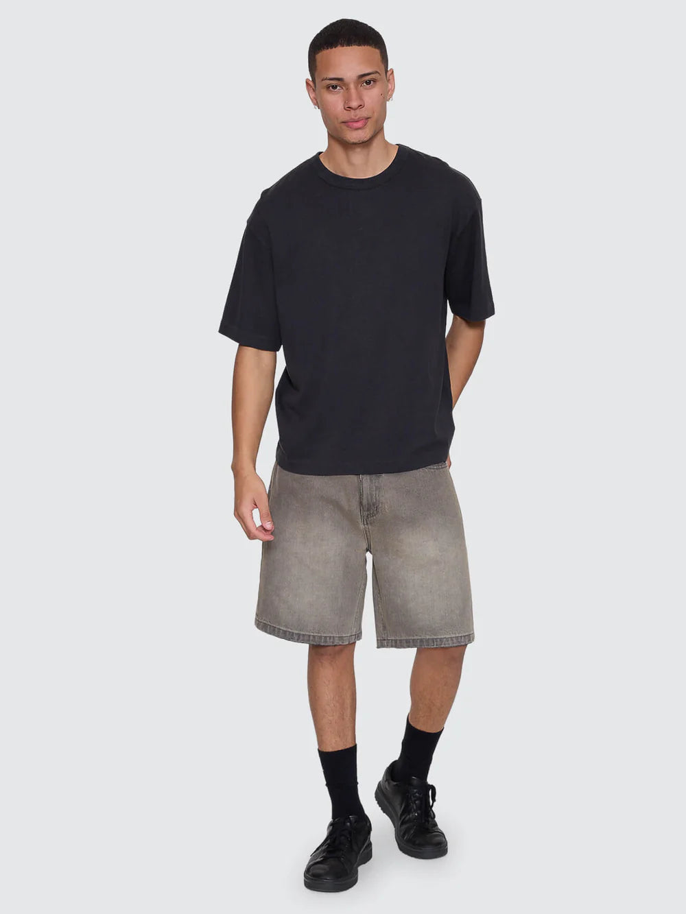 Thrills Slacker Relaxed Denim Short New Grey