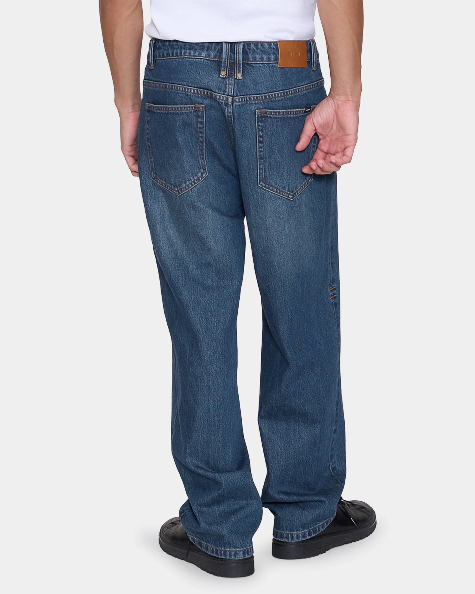 Thrills Mid Slacker Relaxed Long Denim Jean - Teal Blue