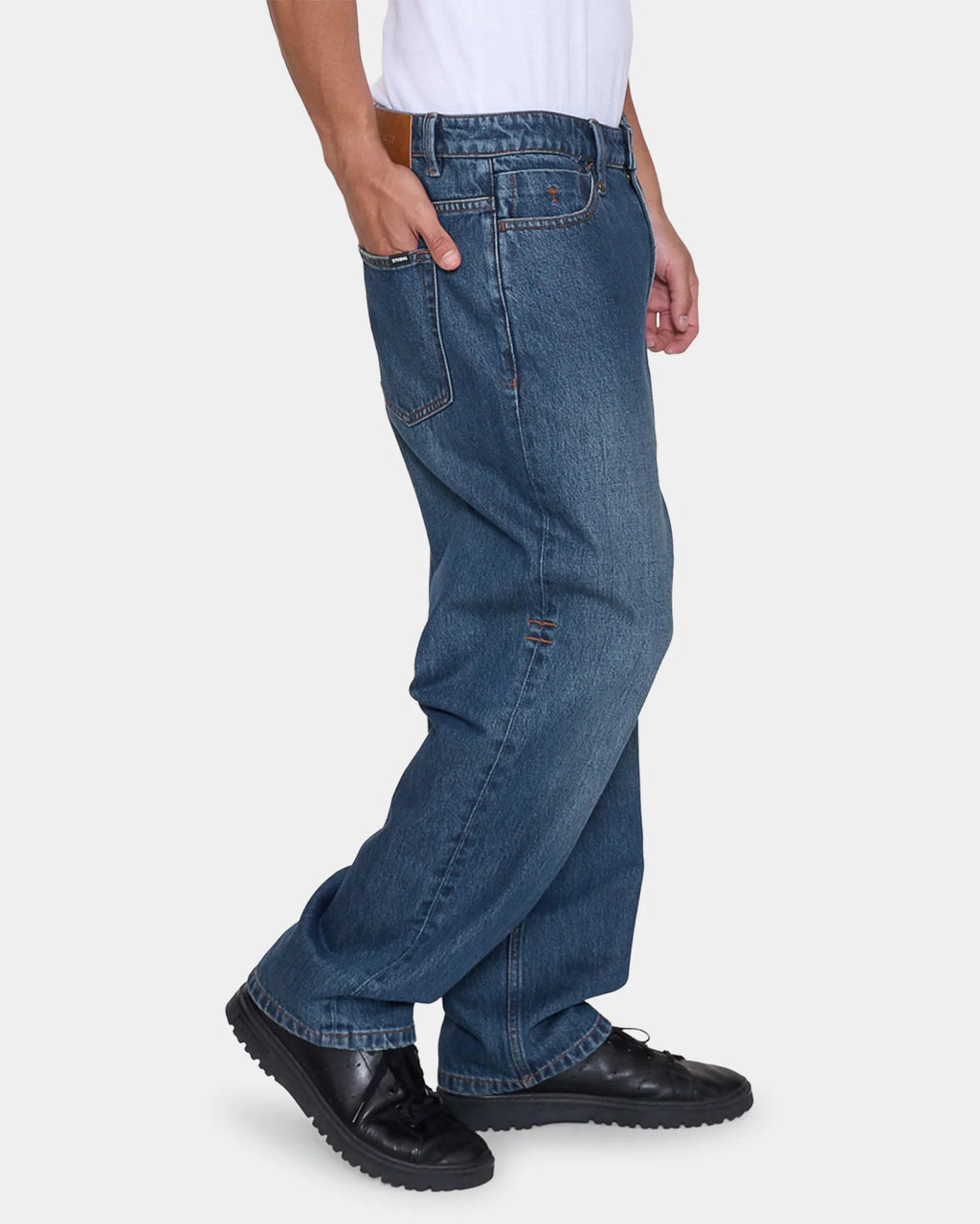 Thrills Mid Slacker Relaxed Long Denim Jean - Teal Blue