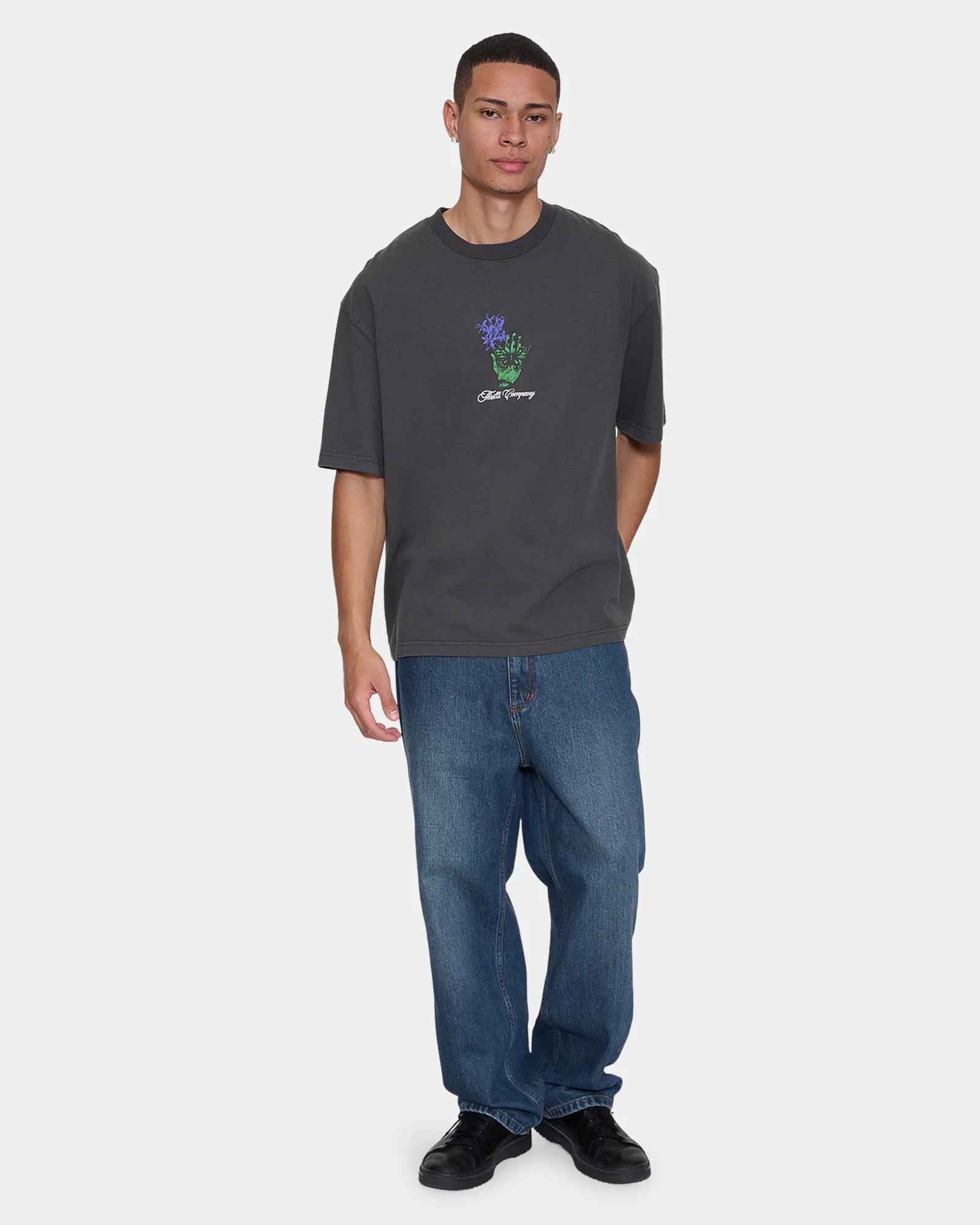 Thrills Mid Slacker Relaxed Long Denim Jean - Teal Blue