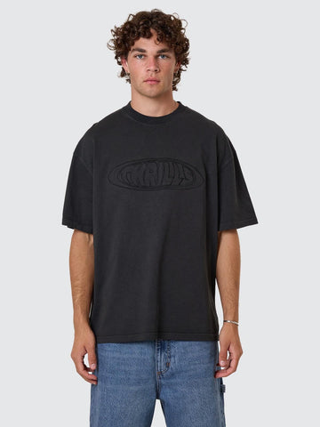 Thrills Shadowless Embro Oversize Box Fit Tee - Pirate Black