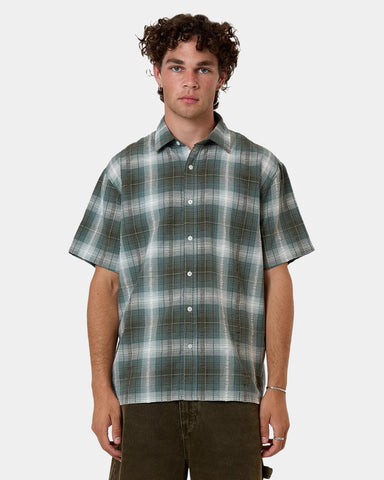 Thrills Cheap Thrills Check Short Sleeve Cropped Shirt - Tarmac