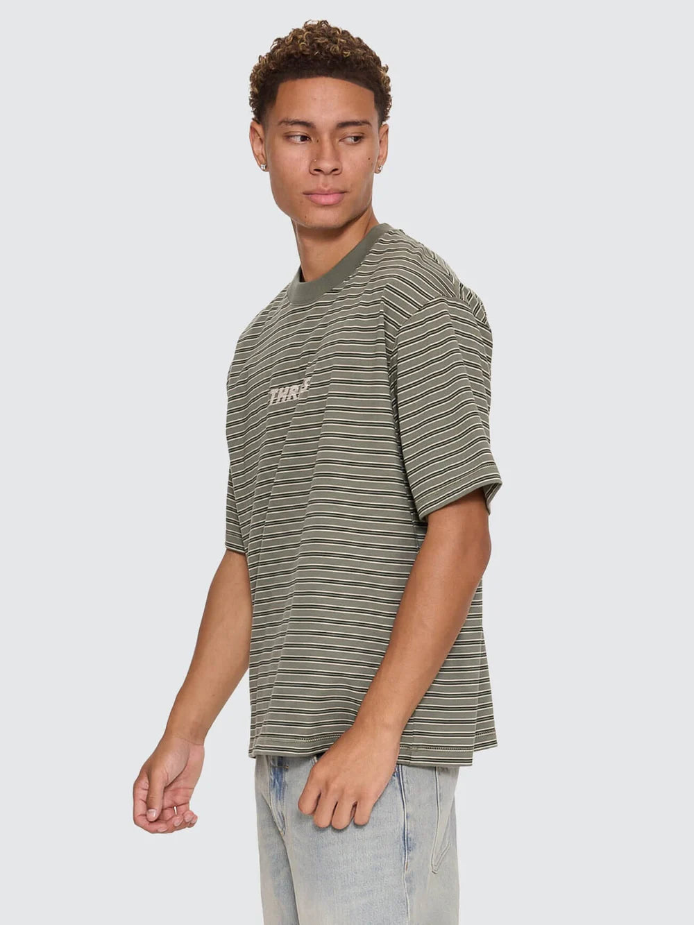 Thrills Built To Last Stripe Oversize Box Crop Tee Beetle