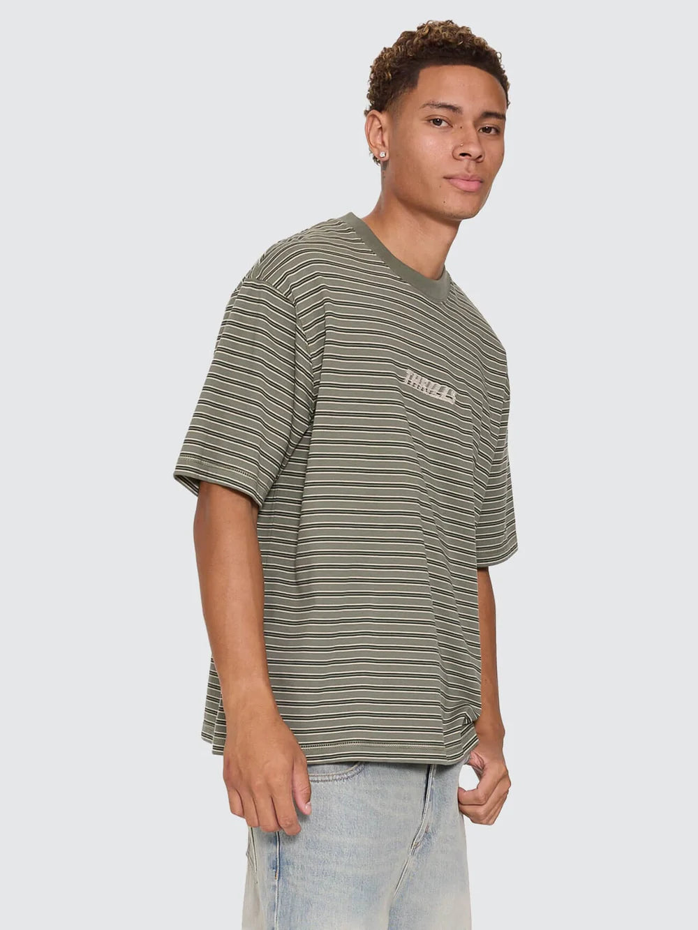 Thrills Built To Last Stripe Oversize Box Crop Tee Beetle