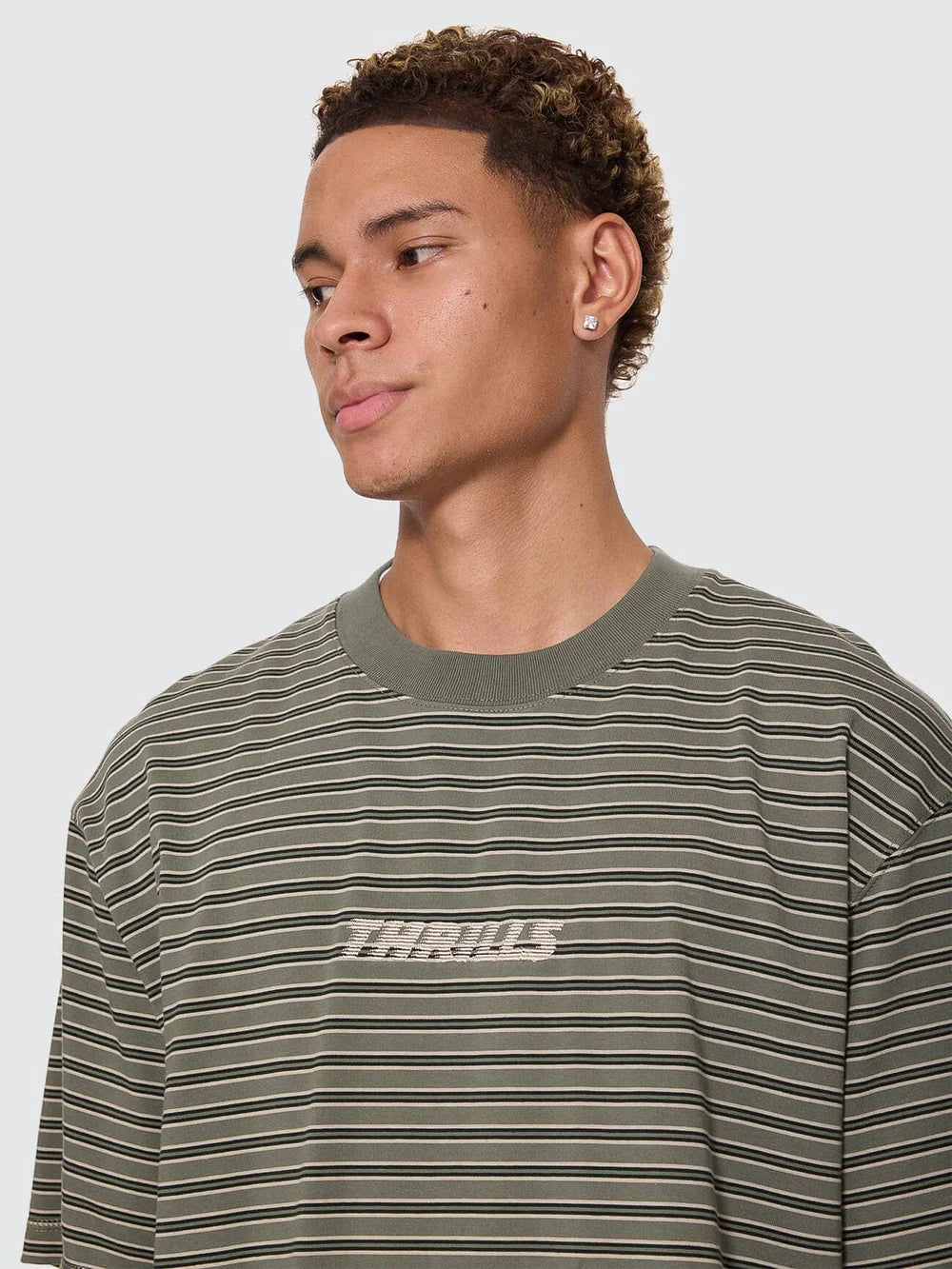 Thrills Built To Last Stripe Oversize Box Crop Tee Beetle