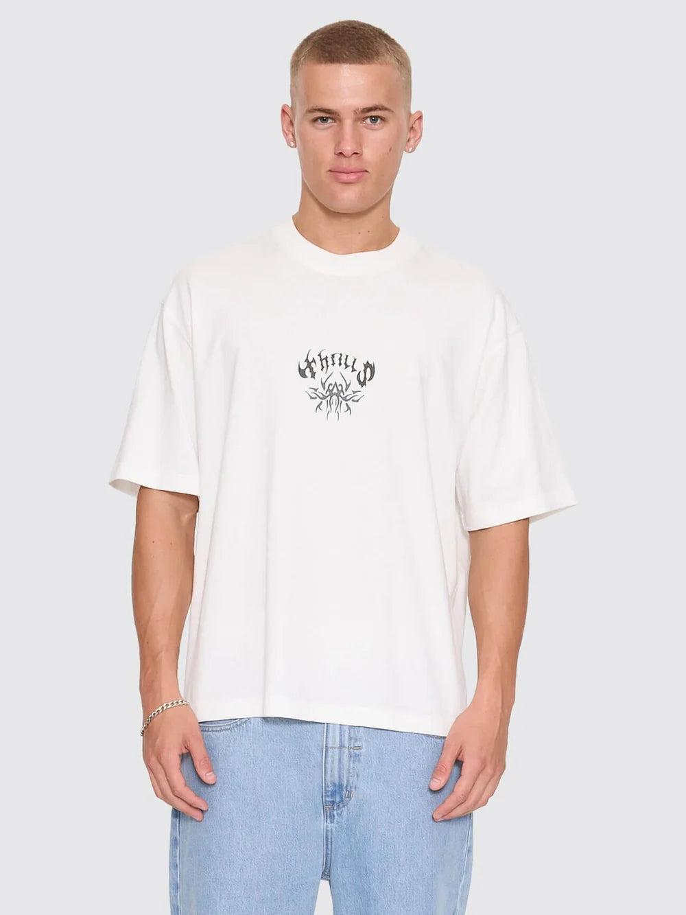 Thrills Stagger Oversize Box Crop Tee - Dirty White