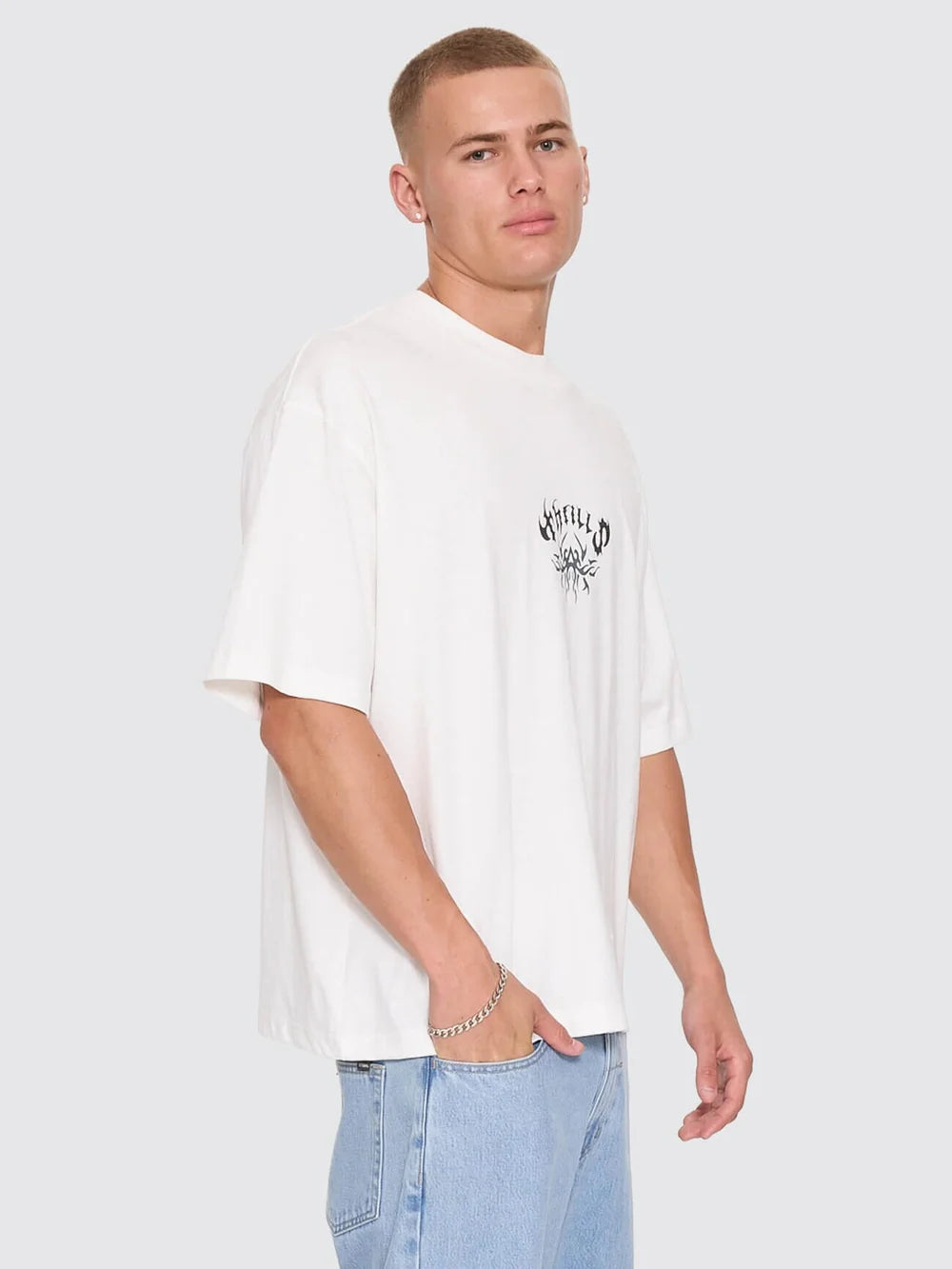 Thrills Stagger Oversize Box Crop Tee - Dirty White