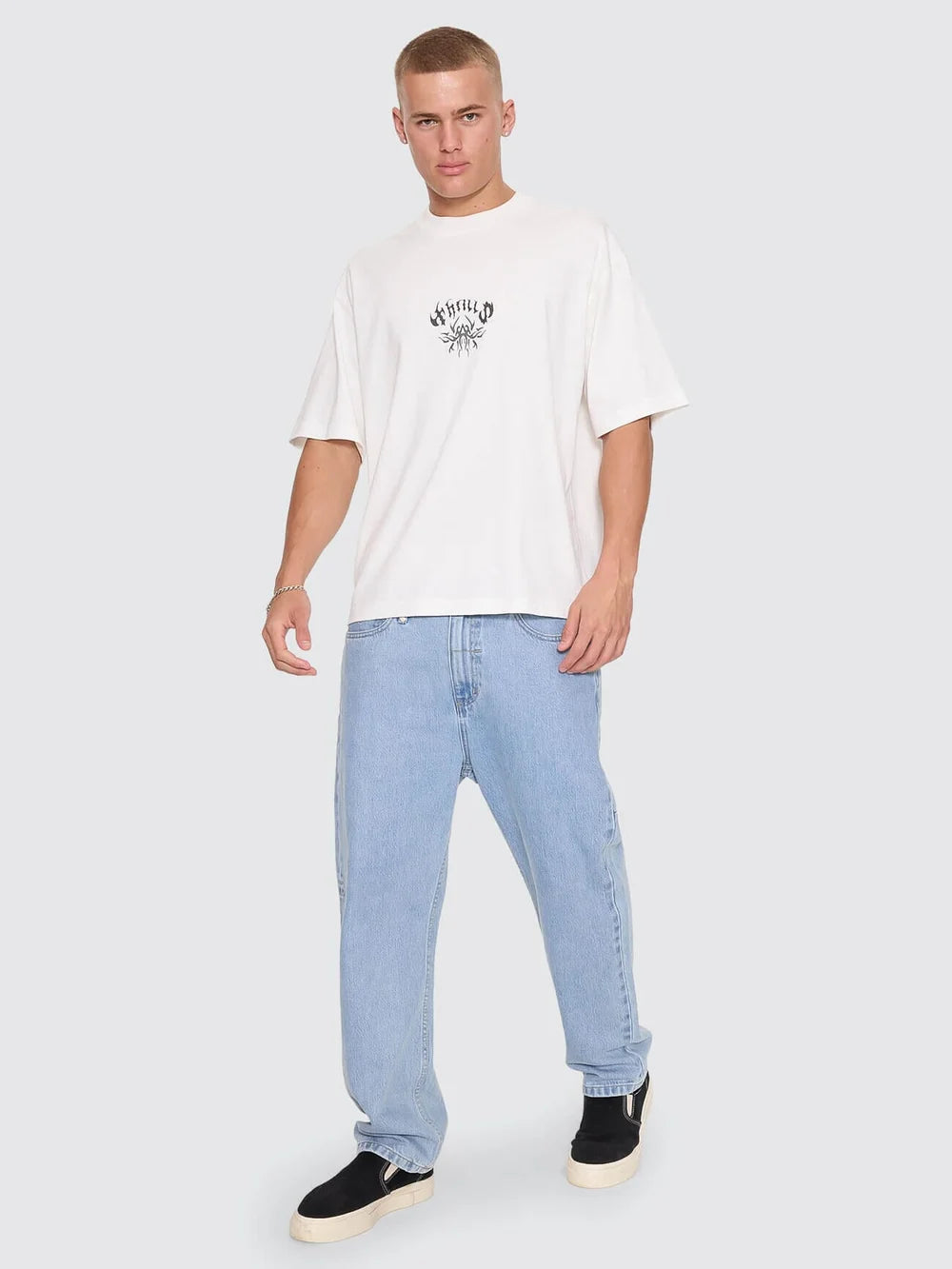 Thrills Stagger Oversize Box Crop Tee - Dirty White