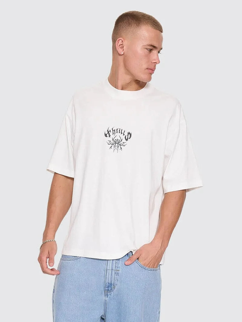 Thrills Stagger Oversize Box Crop Tee - Dirty White